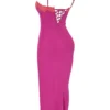 Aiza Raspberry Lace Trimmed Maxi Dress