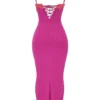 Aiza Raspberry Lace Trimmed Maxi Dress