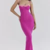 Aiza Raspberry Lace Trimmed Maxi Dress