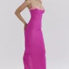 Aiza Raspberry Lace Trimmed Maxi Dress