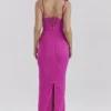 Aiza Raspberry Lace Trimmed Maxi Dress