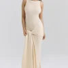 Akaia Champagne Waterfall Maxi Dress