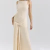 Akaia Champagne Waterfall Maxi Dress