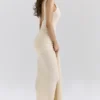 Akaia Champagne Waterfall Maxi Dress