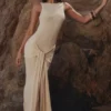 Akaia Champagne Waterfall Maxi Dress