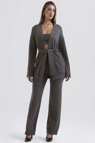 Alaia Charcoal Cashmere Blend Belted Cardigan