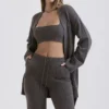 Alaia Charcoal Cashmere Blend Belted Cardigan