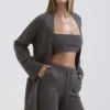 Alaia Charcoal Cashmere Blend Belted Cardigan