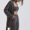 Alaia Charcoal Cashmere Blend Belted Cardigan