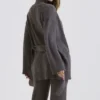 Alaia Charcoal Cashmere Blend Belted Cardigan