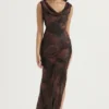 Alaina Antique Copper Bias Cut Maxi Dress