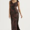Alaina Antique Copper Bias Cut Maxi Dress