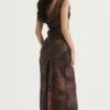 Alaina Antique Copper Bias Cut Maxi Dress