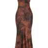 Alaina Antique Copper Bias Cut Maxi Dress