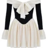 Alana Black & Cream Off Shoulder Dress