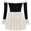 Alana Black & Cream Off Shoulder Dress