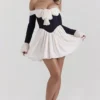Alana Black & Cream Off Shoulder Dress