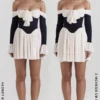 Alana Black & Cream Off Shoulder Dress