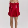 Alana Scarlet Off Shoulder Dress