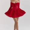 Alana Scarlet Off Shoulder Dress