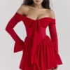 Alana Scarlet Off Shoulder Dress
