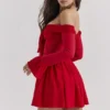 Alana Scarlet Off Shoulder Dress