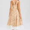 Alba Honeyflower Print Gathered Cotton Midi Dress