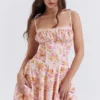Alejandra Light Lavender Print Corset Dress