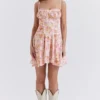 Alejandra Light Lavender Print Corset Dress