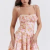 Alejandra Light Lavender Print Corset Dress