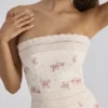 Alessina Ivory Vintage Rose Print Cotton + Lace Maxi Dress