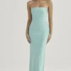 Alette Jade Satin Strapless Maxi Dress