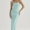 Alette Jade Satin Strapless Maxi Dress