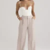 Alivia Beige Loose Fit Trousers