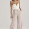 Alivia Beige Loose Fit Trousers