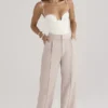 Alivia Beige Loose Fit Trousers