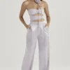 Alivia Grey Satin Trousers
