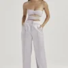 Alivia Grey Satin Trousers
