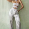 Alivia Grey Satin Trousers