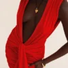 Aliza Cherry Gathered Mini Dress