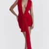 Aliza Cherry Gathered Mini Dress