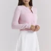 Alliana Pink Cropped Wool Cardigan