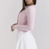 Alliana Pink Cropped Wool Cardigan