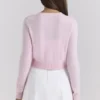 Alliana Pink Cropped Wool Cardigan