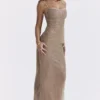 Alondra Cafe Au Lait Beaded Maxi Dress – Limited Edition