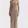 Alondra Cafe Au Lait Beaded Maxi Dress – Limited Edition