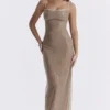 Alondra Cafe Au Lait Beaded Maxi Dress – Limited Edition