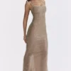 Alondra Cafe Au Lait Beaded Maxi Dress – Limited Edition