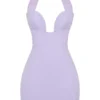 Alyssa Orchid Crepe Plunge Mini Dress