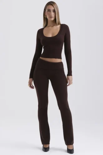 Ama Chocolate Cashmere Blend Trousers